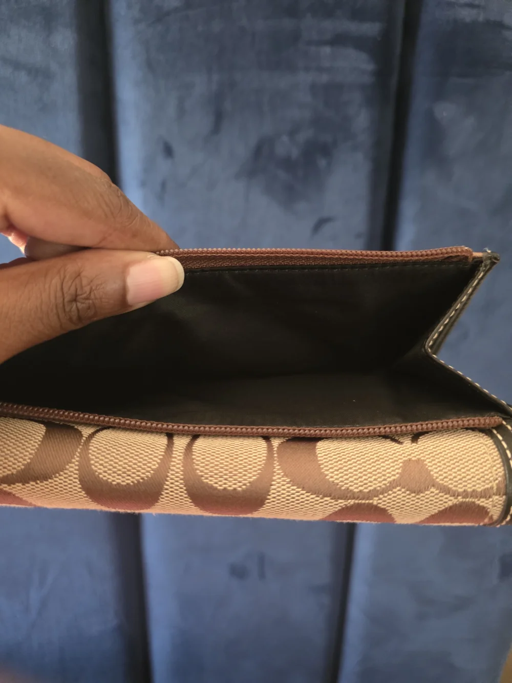 Coach Brown Signature Canvas Turnlock Wallet